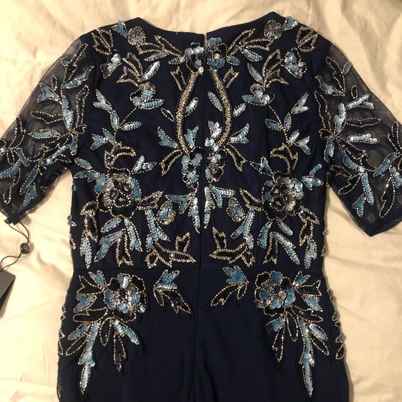 ADRIANNA PAPELL Beaded Mesh Chiffon Gown - Picture 4 of 6